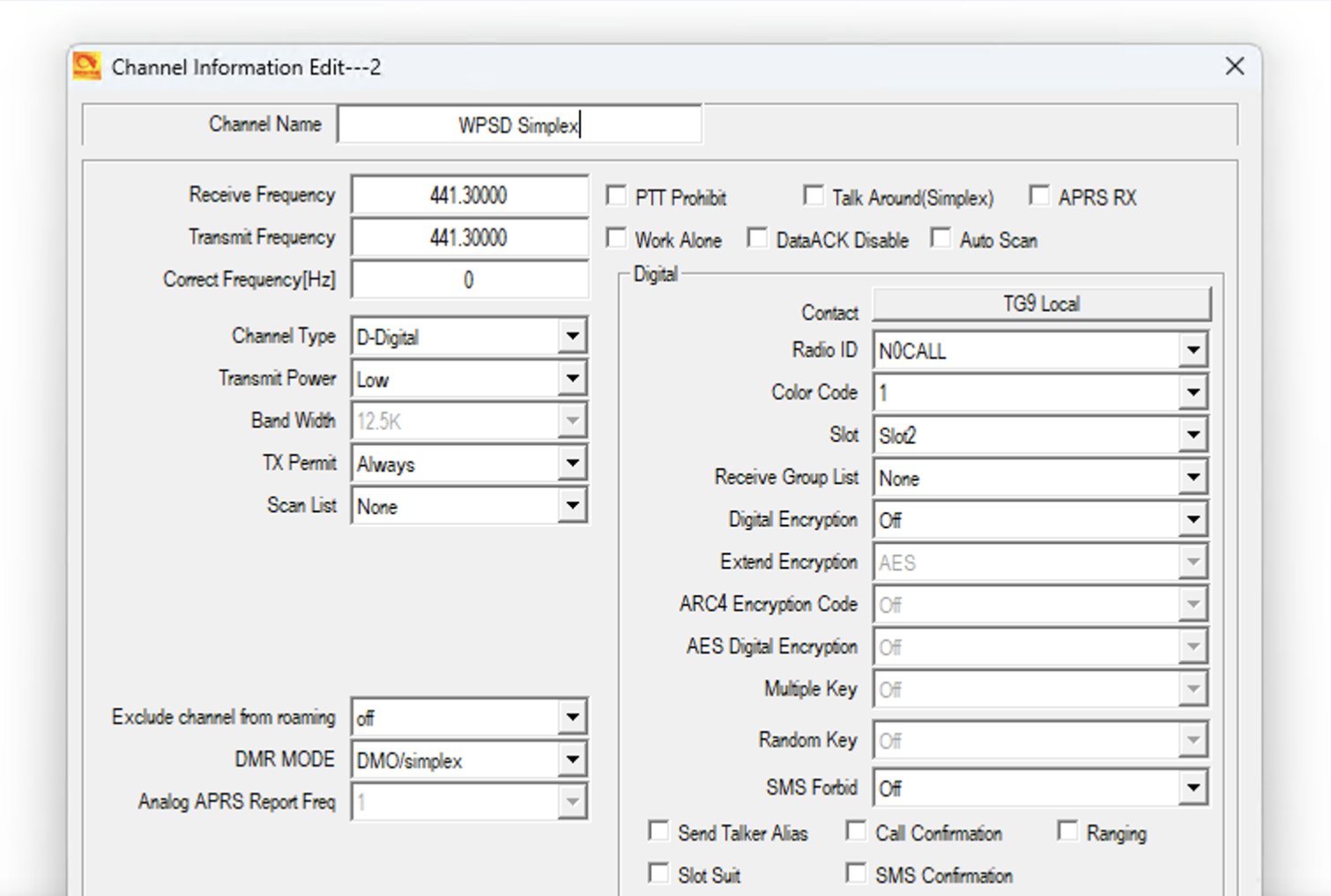 Edit Simplex Channel Configuration