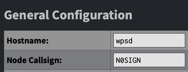 Indicatif configuré