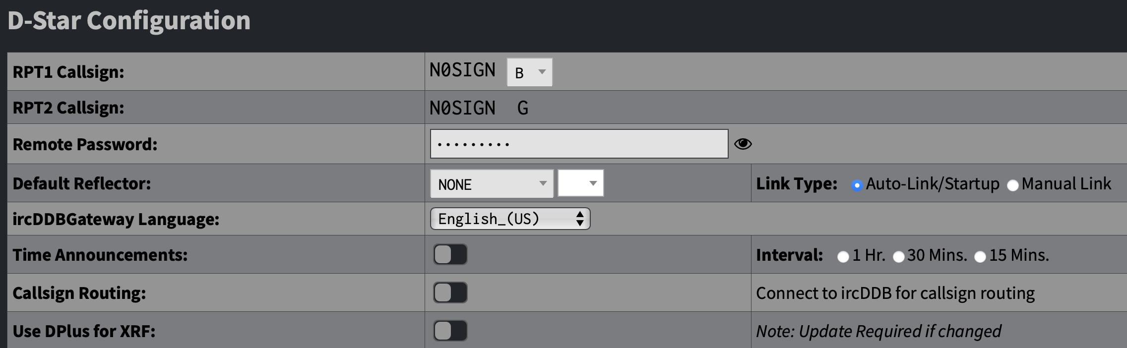 Configuration des paramètres pour D-Star